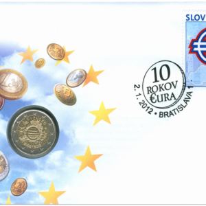 Numizmatická obálka: 2 Euro - 2012 - Desať rokov eurových bankoviek a mincí