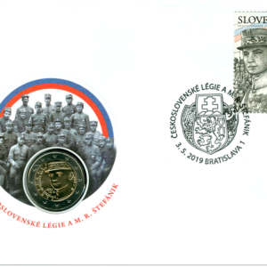 Numizmatická obálka: 2 Euro - 2019 - 100. výročie úmrtia Milana Rastislava Štefánika