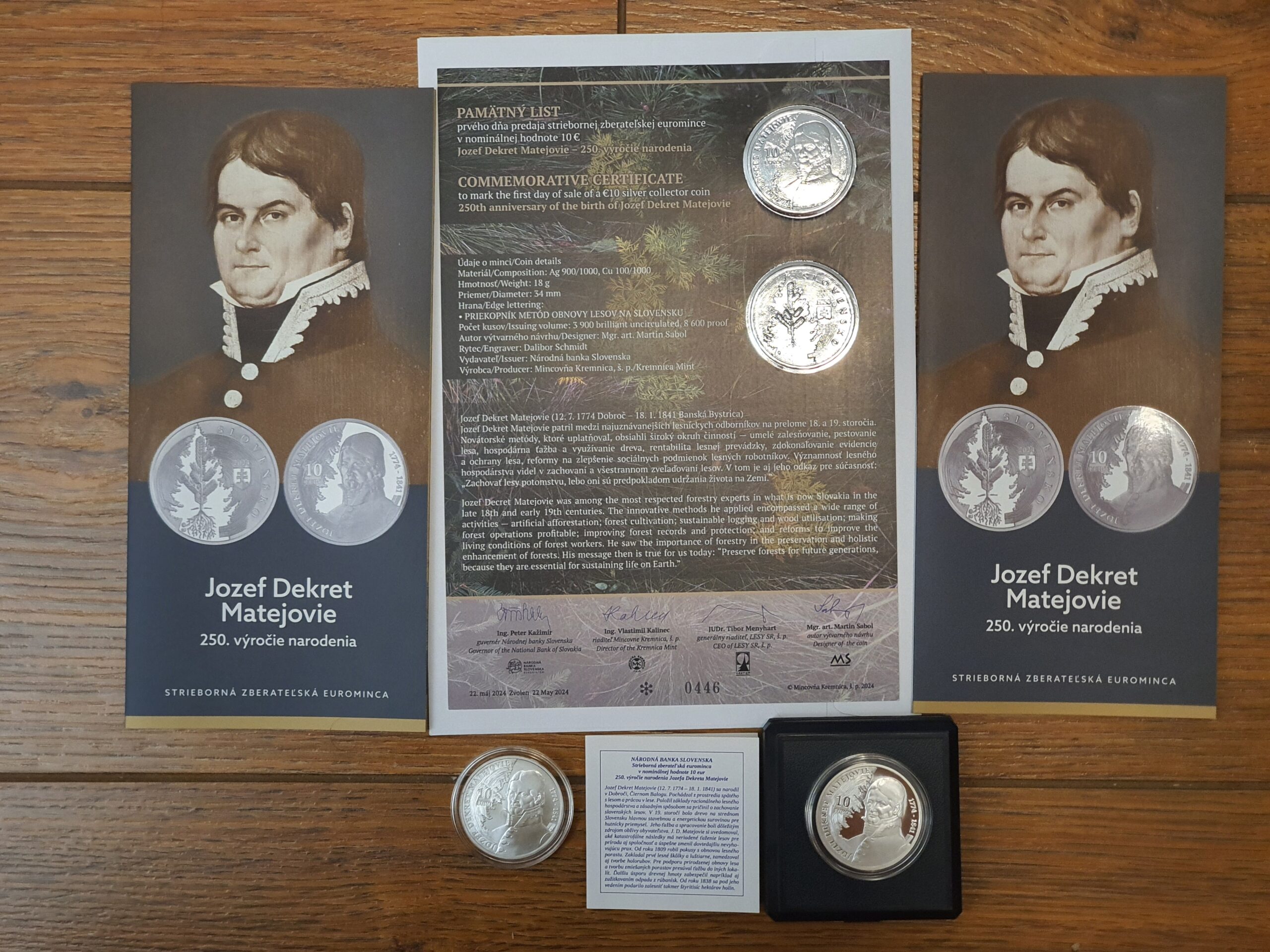 10 Euro - 2024 - Jozef Dekret Matejovie – 250. výročie narodenia - proof + bk + pamätný list – Obrázok 3