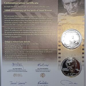 Pamätný list - 10 Euro - 2024 - 100. výročie narodenia Jozefa Kronera