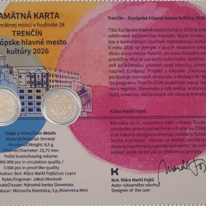 Pamätná karta - 2 Euro 2026 - Európske hlavné mesto kultúry 2026 - Trenčín